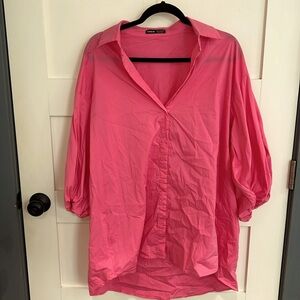Pink oversized blouse dress.